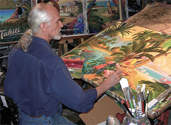Kerne Erickson painting in his studio