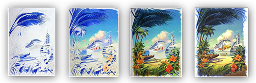 Aloha Hawaii - painting stages